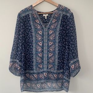 Joie floral patterned sheer silk blouse Women's M